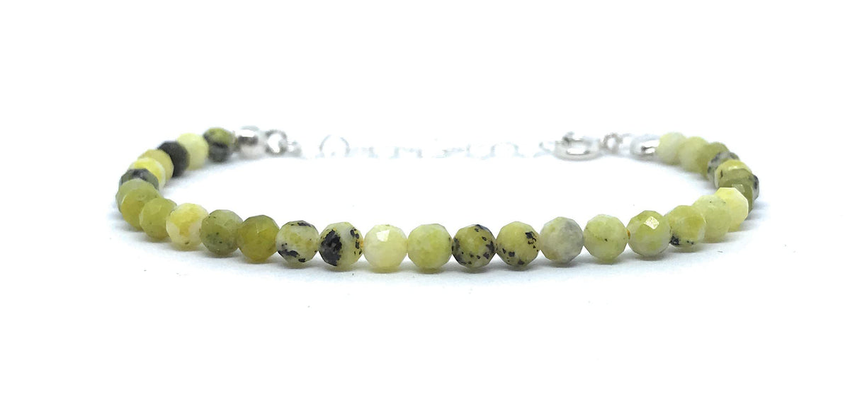 Pulsera de mujer serpentina piedra natural de 4 mm de grosor plata de primera ley ajustable de 16 cm a 19 cm