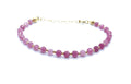 Pulsera de Cuarzo Rosa fresa Natural, 4mm, Plata 925 Chapada en Oro 24k, Ajustable 16-19cm