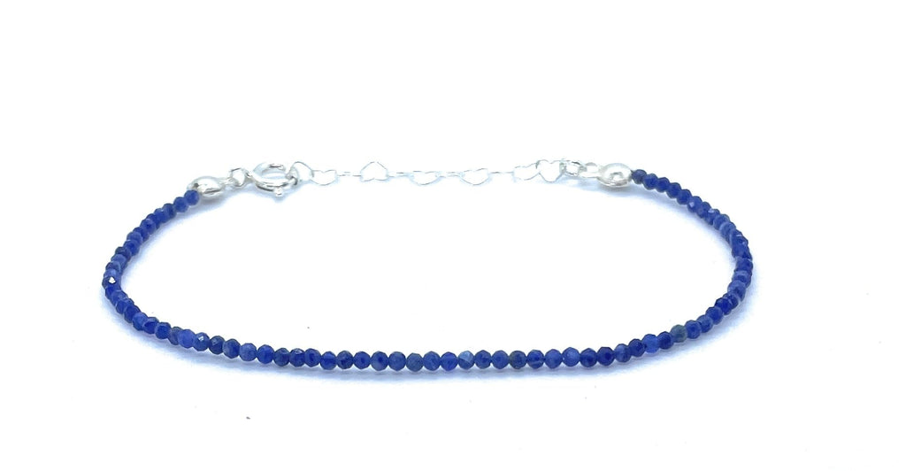 Pulsera mujer sodalita piedra natural de 2 mm de grosor plata de primera ley ajustable de 16cm a 19cm