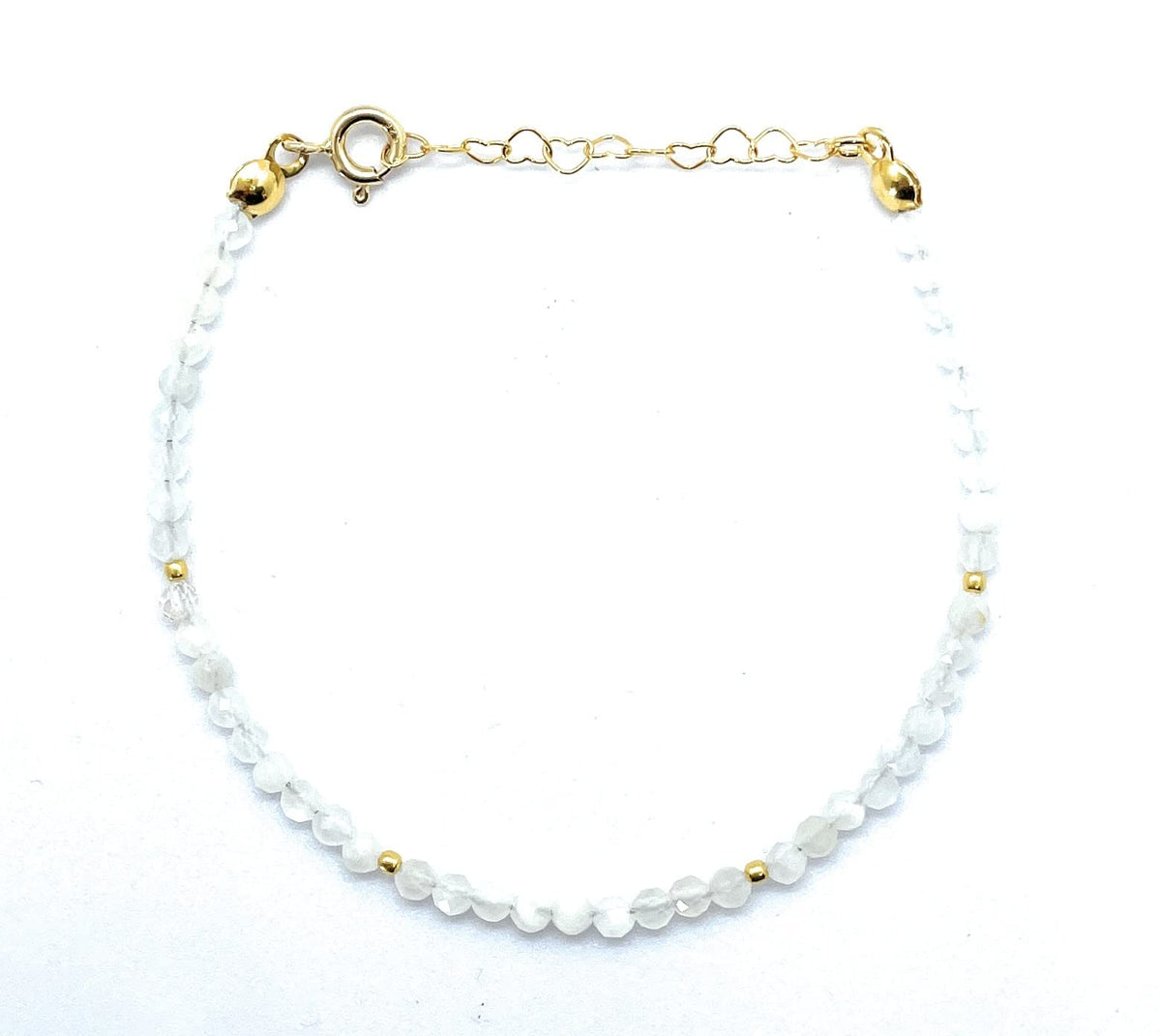 Pulsera de mujer piedra luna natural plata de primera ley 925 chapada en oro de 24K ajustable de 16cm a 19cm