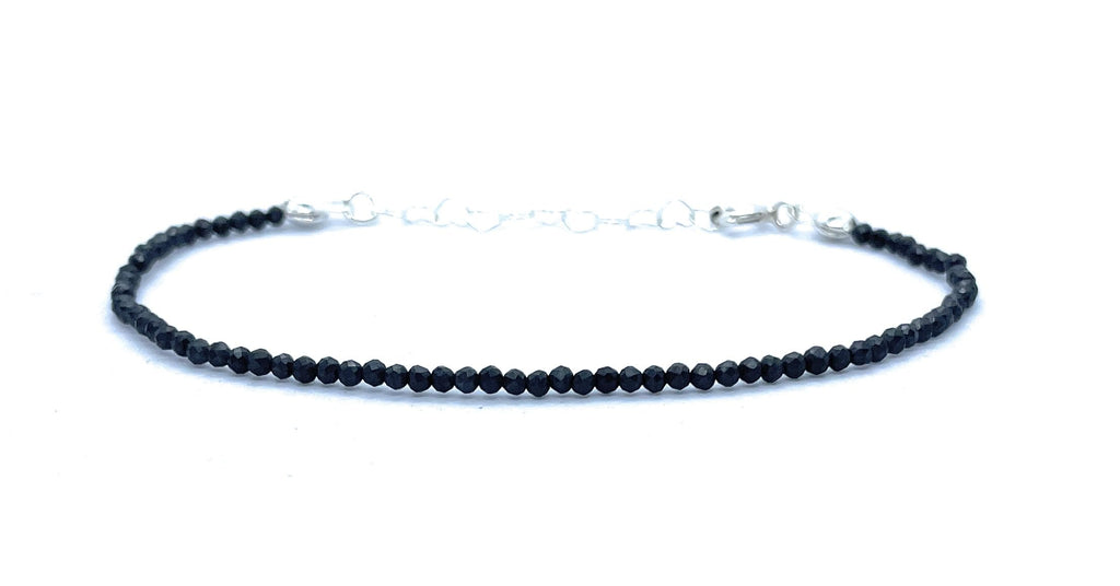 Pulsera de shungita de 2mm de grosor plata de primera ley ajustable de 16 cm a 19 cm