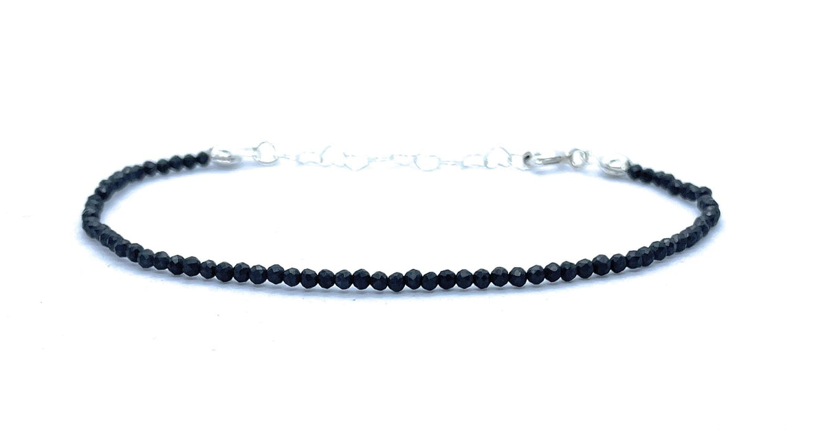 Pulsera de shungita de 2mm de grosor plata de primera ley ajustable de 16 cm a 19 cm