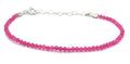 Pulsera de jade rosa, piedras naturales semipreciosas de 2 mm de grosor, cadena de plata ajustable de 16cm a 19cm.