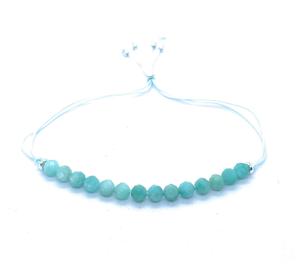 Pulsera de hilo con amazonita piedra natural de 4 mm de grosor ajustable