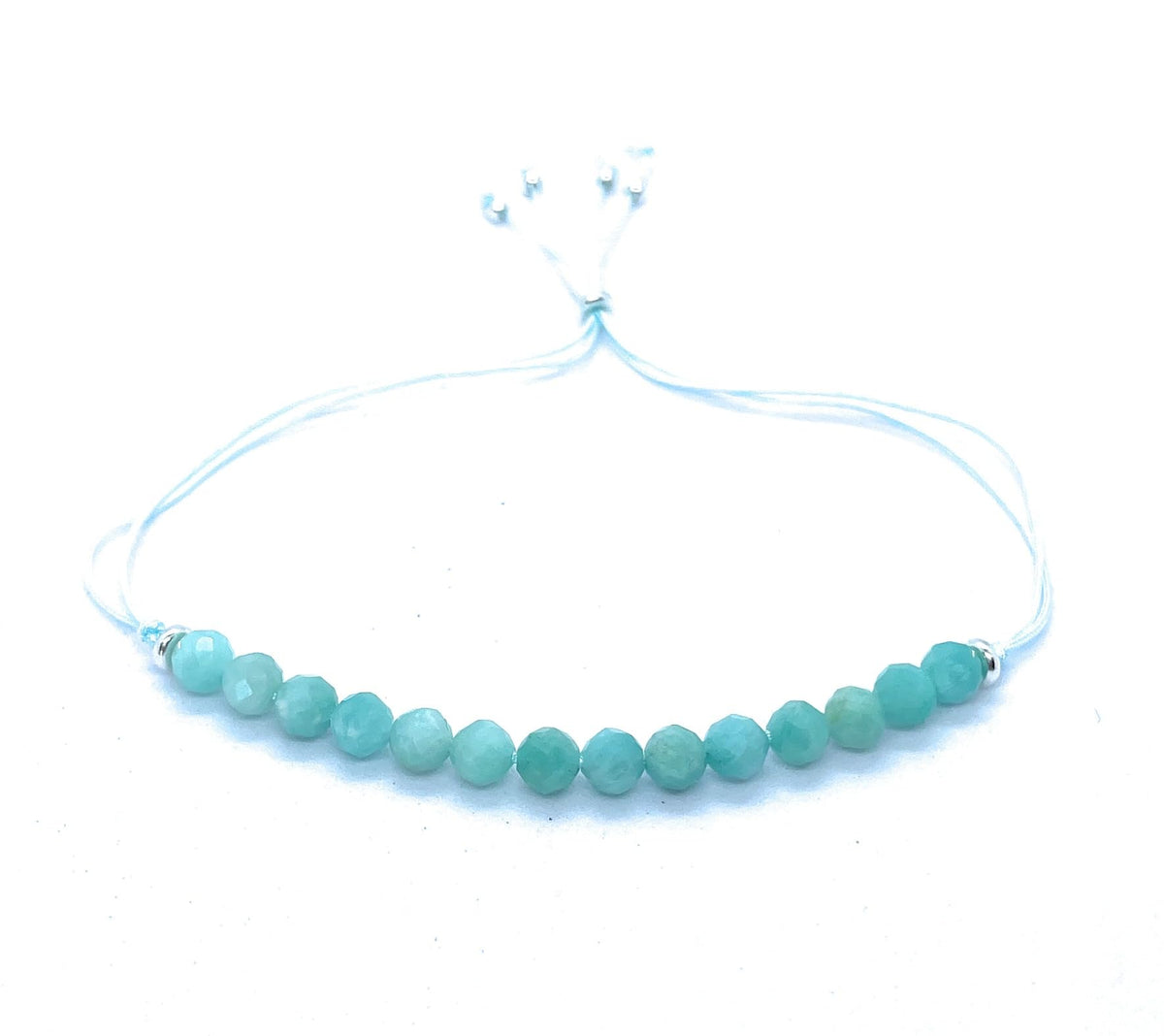 Pulsera de hilo con amazonita piedra natural de 4 mm de grosor ajustable