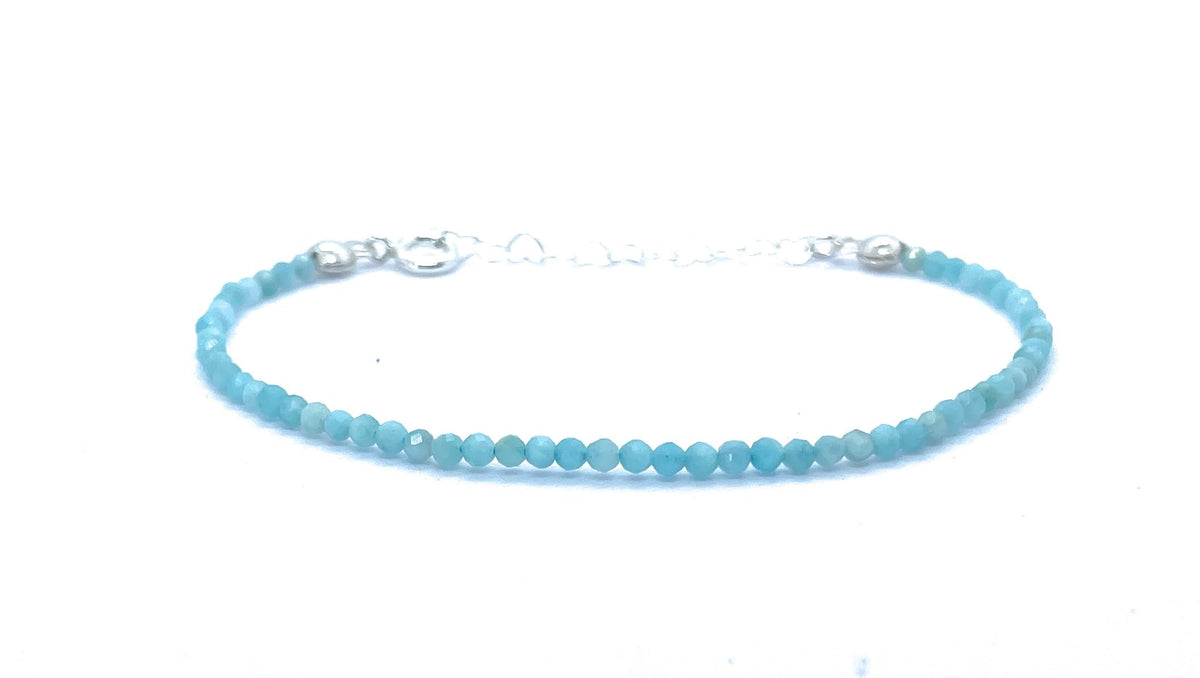 Pulsera de piedra natural amazonita plata de primera ley ajustable de 16mm a 19mm