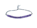 Pulsera de hilo amatista piedra natural de 4mm de grosor y plata de ley ajustable