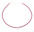 Eloboe essence Gargantilla de Coral Natural 3mm, Colgante de Piedra Luna, Plata 925 Chapada, 40-45cm, Rojo