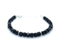 Pulsera de Turmalina Negra Cubos de 4 mm, Plata 925, Ajustable 16-19 cm