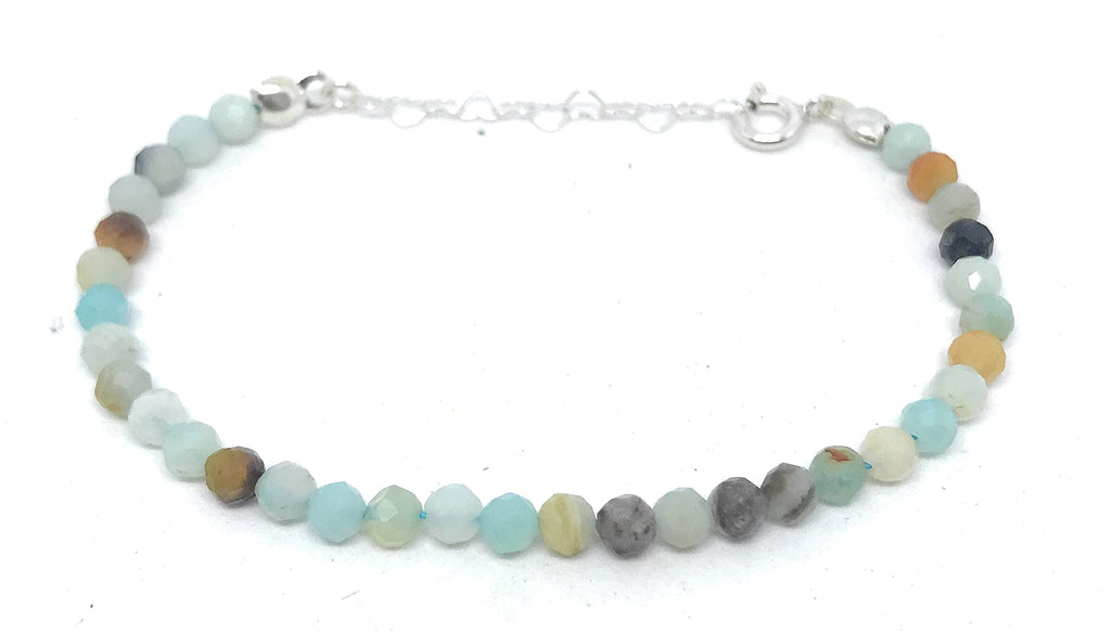 Pulsera mujer amazonita plata de piedra ley ajustable de 16cm a 19cm