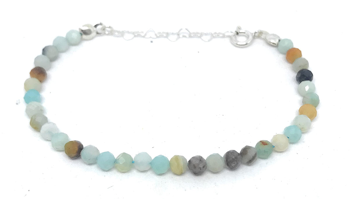 Pulsera mujer amazonita plata de piedra ley ajustable de 16cm a 19cm