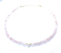 Eloboe essence Collar de Cuarzo Rosa Natural con Perla, 40-45 cm, Plata 925 Chapada en Oro, 35 Piedras de 5x7 mm