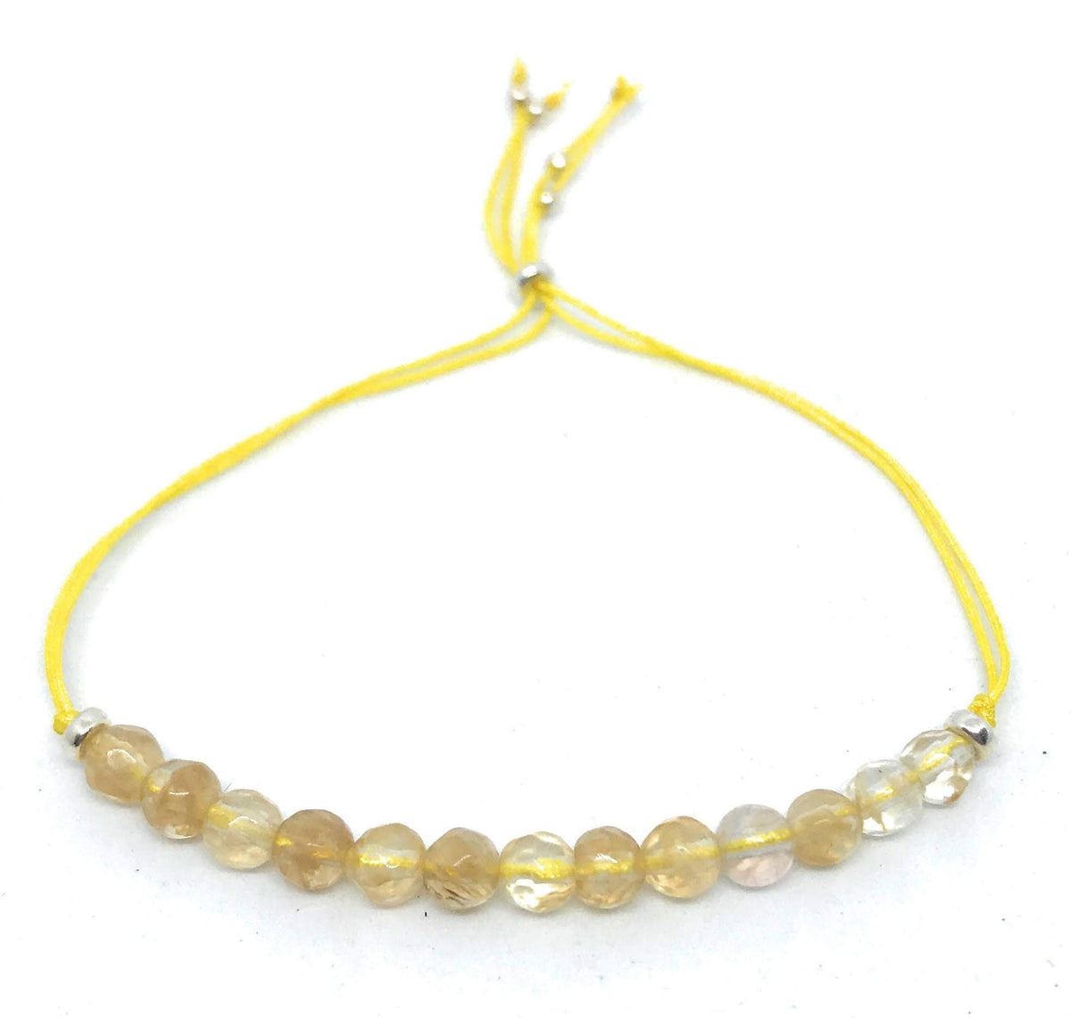 Pulsera de hilo, citrino piedra natural de 4mm de grosor y plata de ley