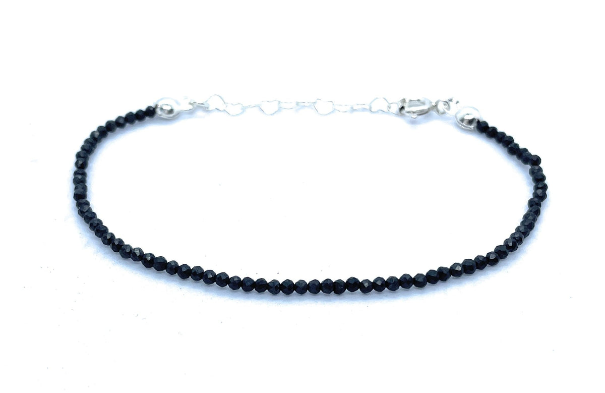 Pulsera de shungita de 2mm de grosor plata de primera ley ajustable de 16 cm a 19 cm