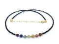 Gargantilla de 7 chakras piedra natural plata de primera ley chapada en oro 24K longitud 40cm ampliable a 45cm
