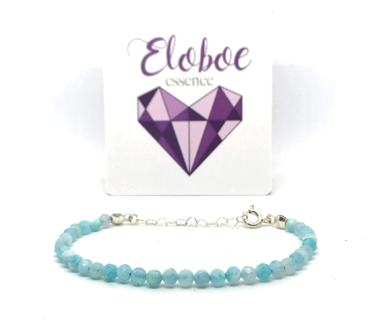 Pulsera de amazonita, piedras naturales semipreciosas de 4 mm de grosor, cadena de plata ajustable de 16cm a 19cm.