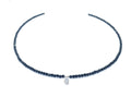 Eloboe essence Gargantilla de Turmalina Negra 3mm, Colgante de Labradorita, Plata 925, 40-45cm, Ajustable