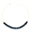 Gargantilla de turmalina negra piedra natural plata de ley chapada en oro longitud 40cm ampliable a 45 cm