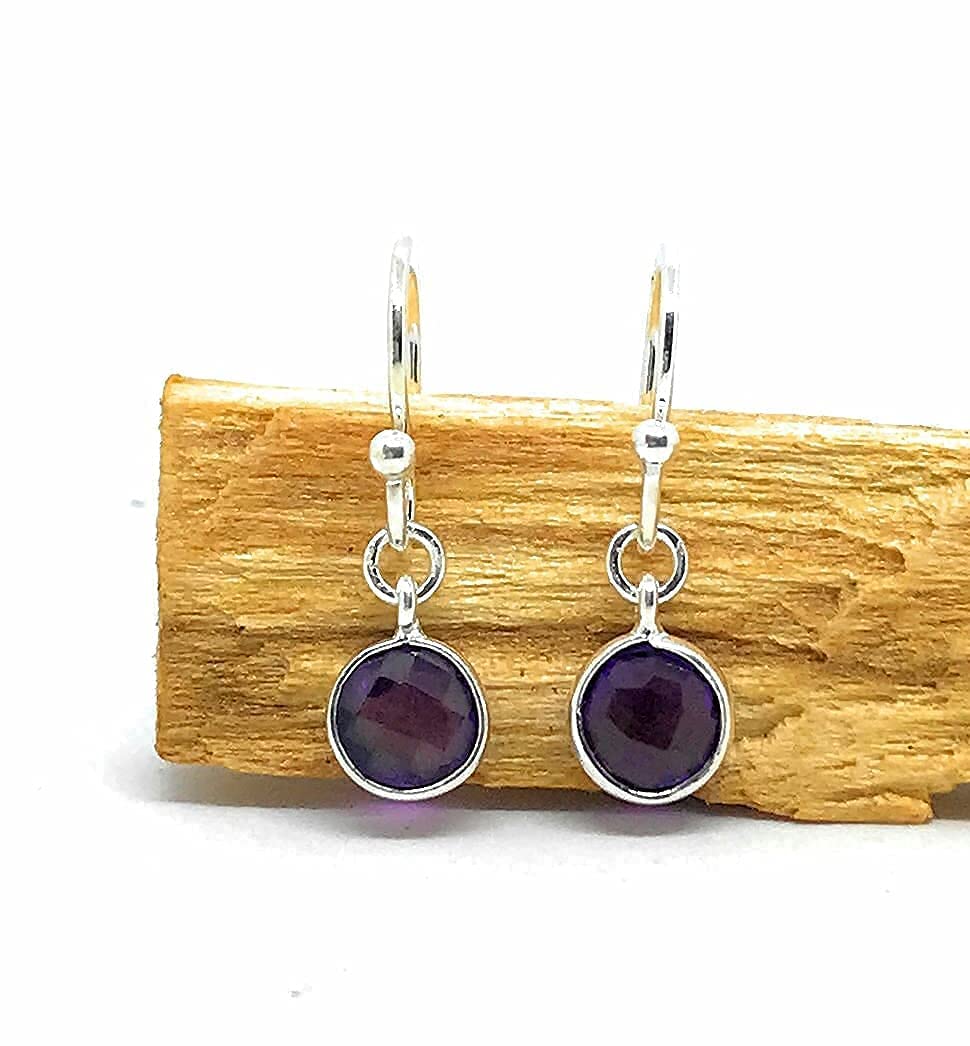 Pendientes de amatista piedra natural plata de primera Ley 925