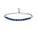 Pulsera de hilo lapislázuli piedra natural de 4 mm de grosor y plata de ley ajustable