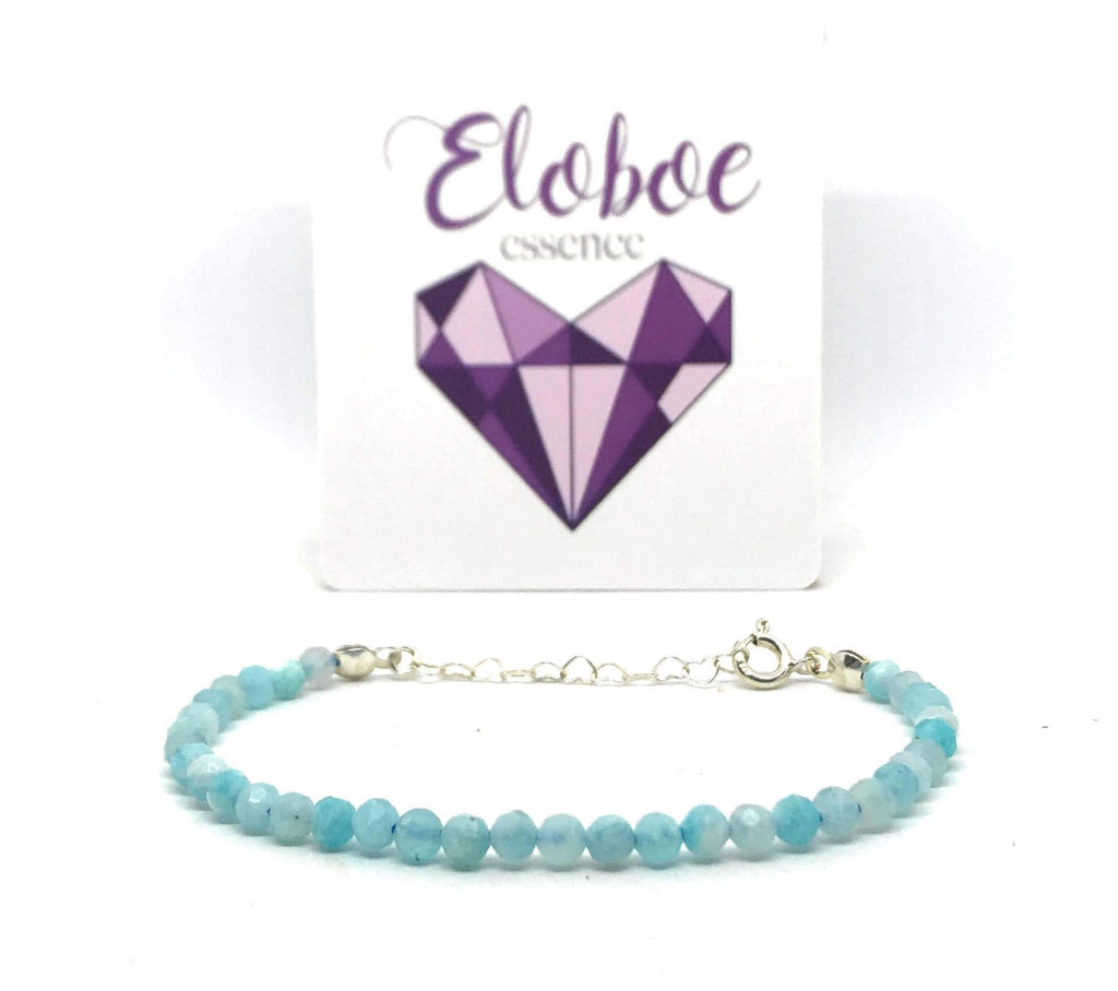Pulsera de amazonita, piedras naturales semipreciosas de 4 mm de grosor, cadena de plata ajustable de 16cm a 19cm.