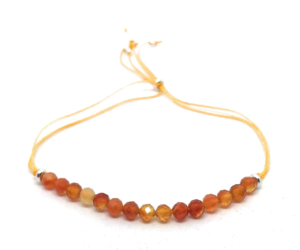 Pulsera de hilo agata cornalina piedra natural de 4mm de grosor y plata de ley