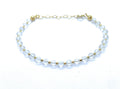 Pulsera de Cuarzo Natural, Plata 925 Chapada en Oro 24k, 4mm, Ajustable 16-19cm