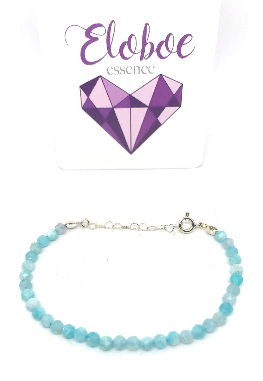 Pulsera de amazonita, piedras naturales semipreciosas de 4 mm de grosor, cadena de plata ajustable de 16cm a 19cm.