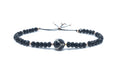 Pulsera de hilo Talismán tibetano Dzi agata Piedra natural Espinelas negras Plata de primera ley 925 chapada en Oro rosa