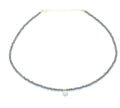 Eloboe essence Gargantilla de Pirita 3mm con Colgante de Piedra Luna, Plata 925 Chapada en Oro 24K, 40-45cm, Ajustable