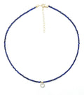 Gargantilla de mujer lapislázuli colgantes de piedra luna natural plata de piedra ley chapada en oro longitud 40 cm ampliable a 45 cm