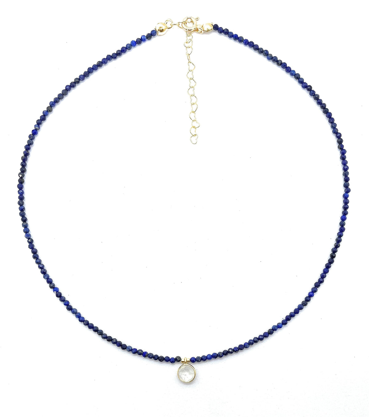 Gargantilla de mujer lapislázuli colgantes de piedra luna natural plata de piedra ley chapada en oro longitud 40 cm ampliable a 45 cm